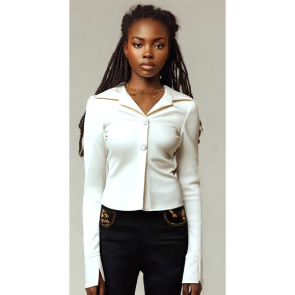 Off-White Virgil Abloh 2013 Seasonal Top Lng Sleeve Button Ivory Size X-Small 38 - Picture 1 of 16